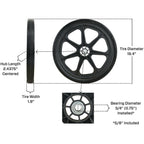 Marathon 92001 20x2 Flat Free Ribbed Garden Cart Tire on Rim