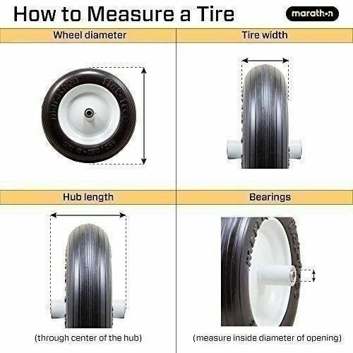 Marathon 92001 20x2 Flat Free Ribbed Garden Cart Tire on Rim