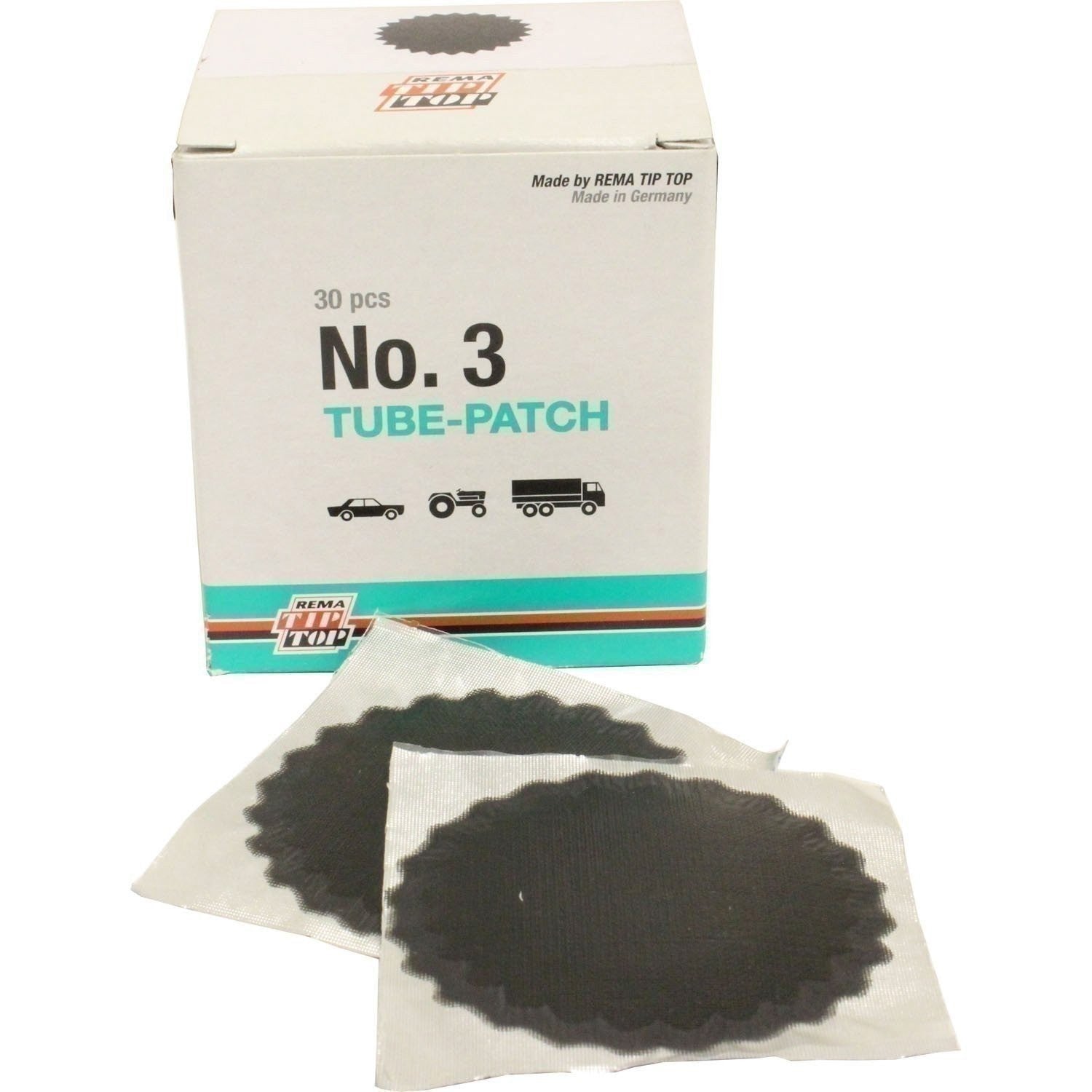 REMA TIP TOP B-3 2" Black Edge Tube Patches Box of 30 - Round Tire Repair