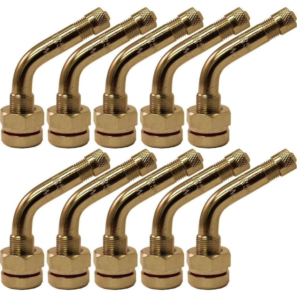 TR543D 60° Bend Aluminum Truck Wheel Valve Stem 0.98"x1.38" Pack of 10