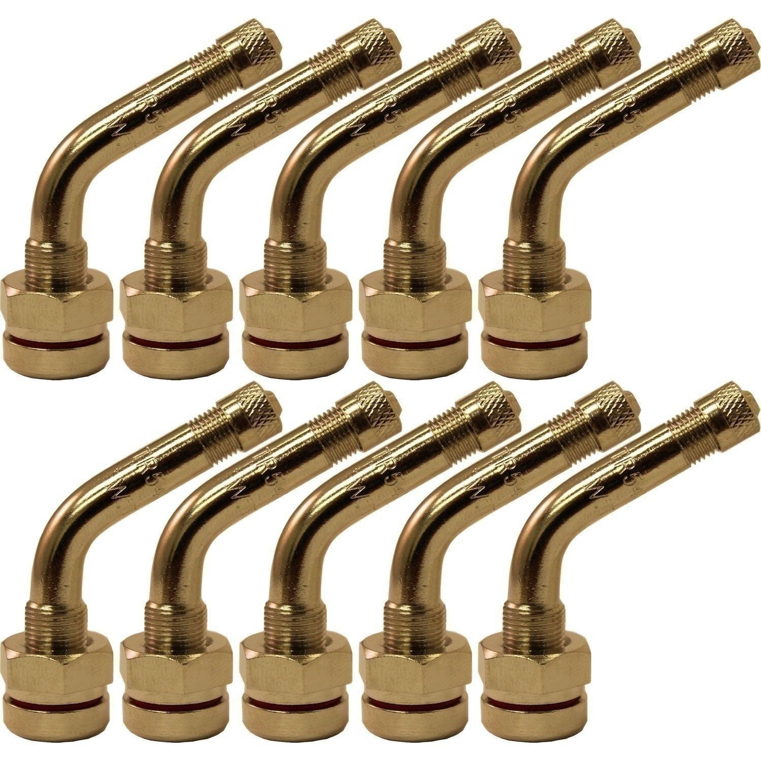 TR543D 60° Bend Aluminum Truck Wheel Valve Stem 0.98"x1.38" Pack of 10