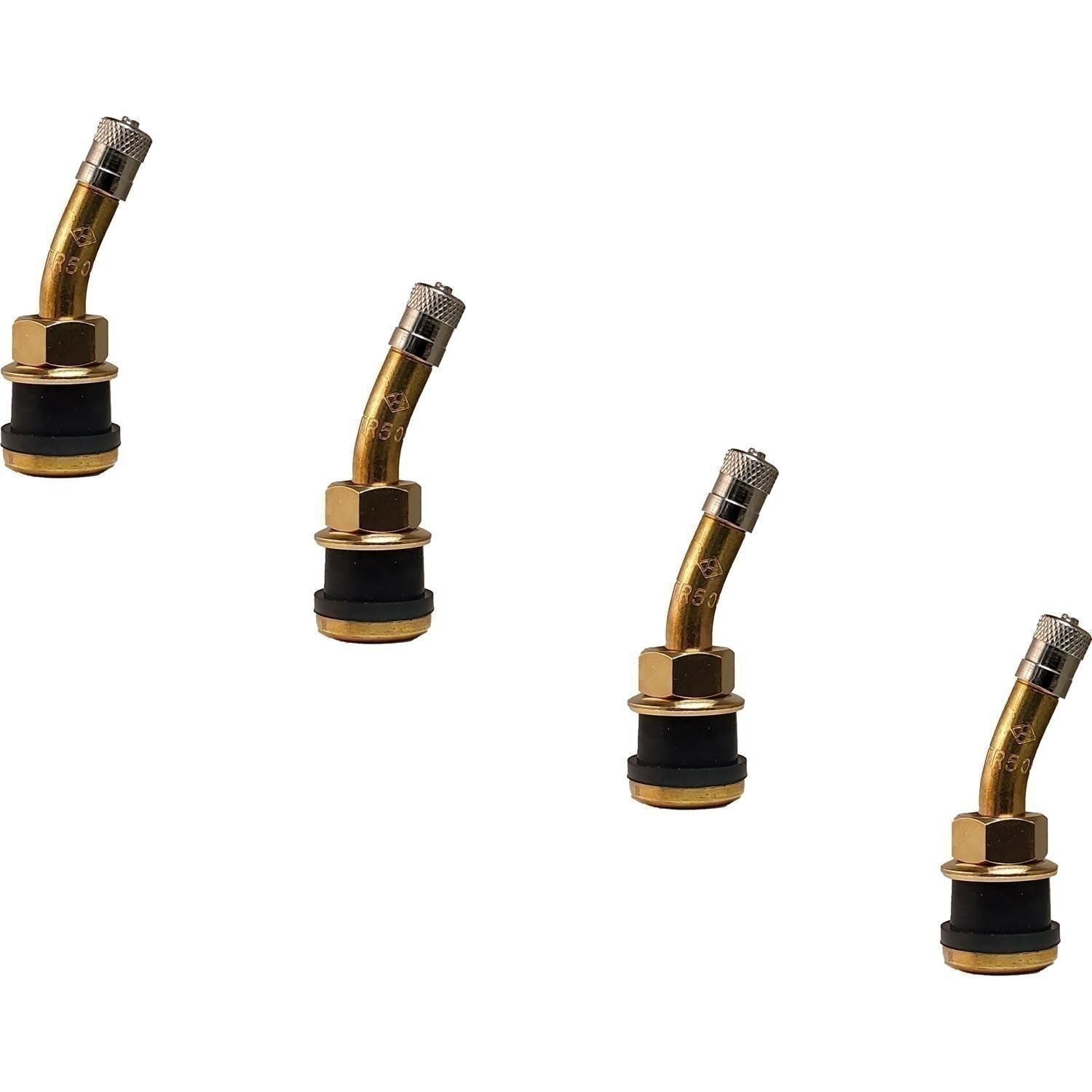Radial Commander Brass Valve Stem 23° Bend for 0.625" Holes, Pack of 4