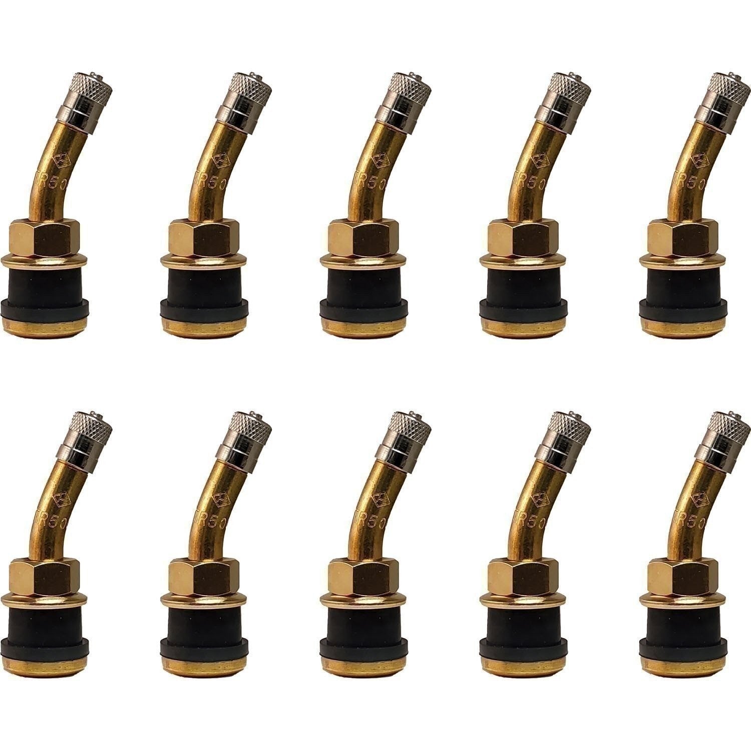 Radial Commander Brass Valve Stem 23° Bend for 0.625" Holes, Pack of 10