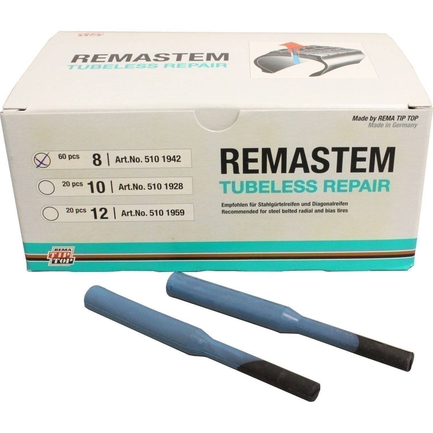 REMA TIP TOP RS-8 Radial Tire Plug Stem Insert 5/16" - Box of 60 Units