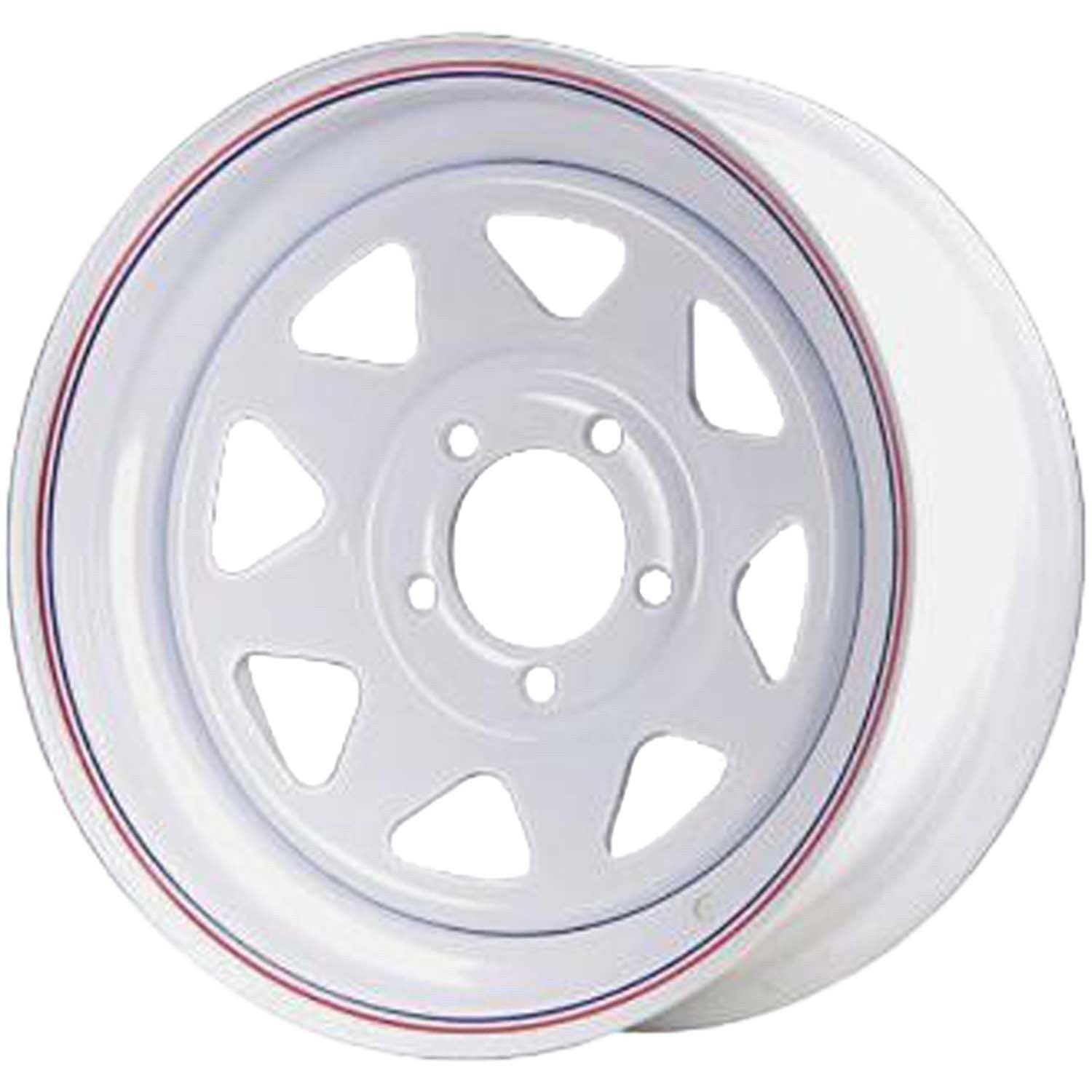 12x4 5-On-4.5 White Spoked Steel Trailer Wheel with Pin Stripes