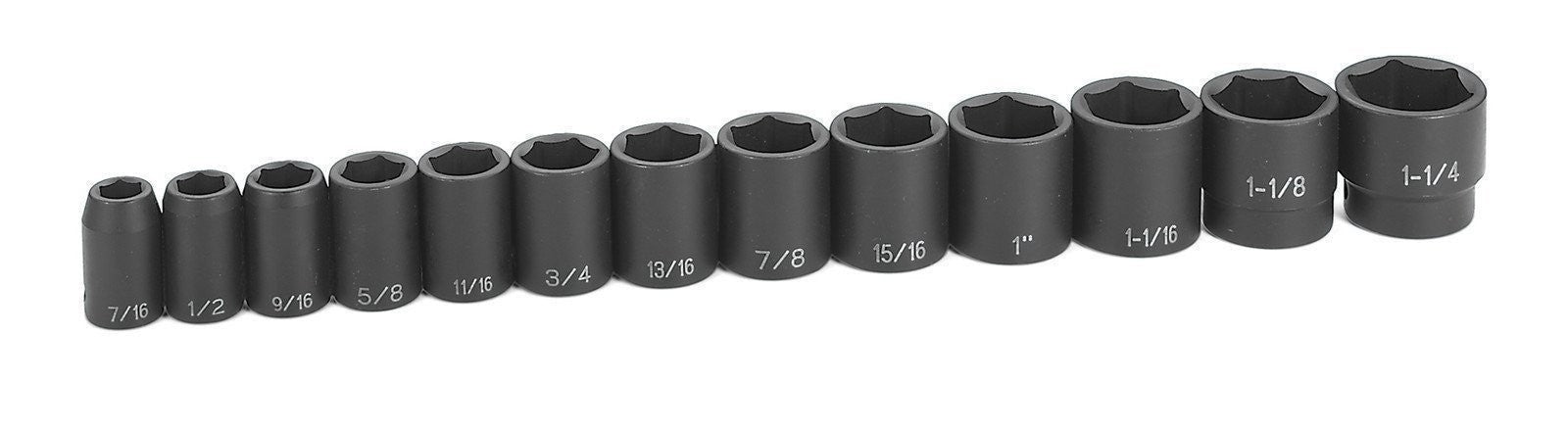 Grey Pneumatic 1312 1/2" Drive 13-Piece Standard Fractional Socket Set