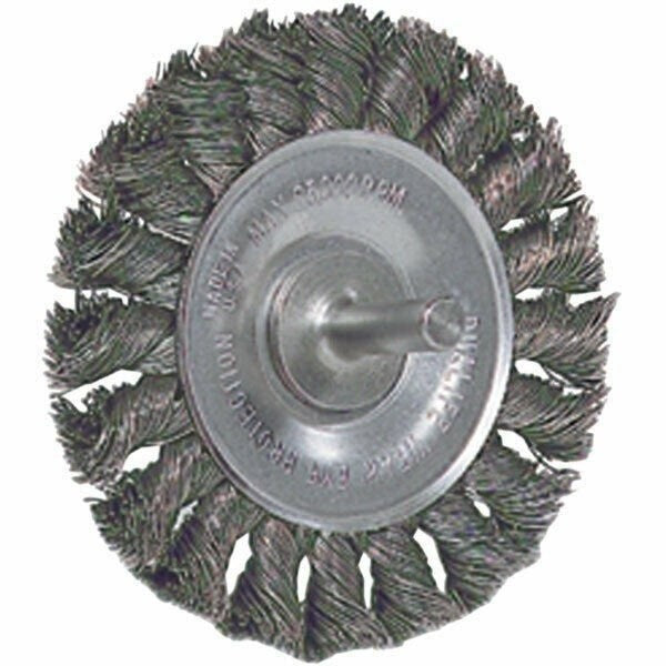 Weiler 17687 4" x 1/2" Knot Wire Wheel .014 Wire 1/4" Stem Grinder Brush