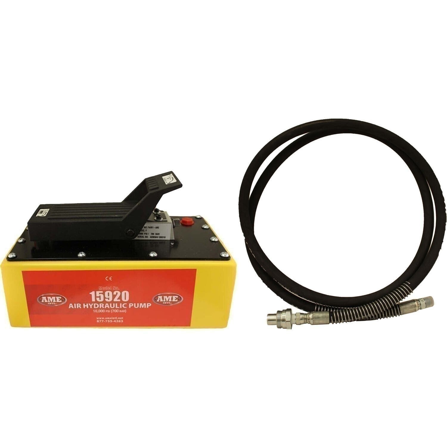 AME 15930C 5 Quart Air Hydraulic Pump with Hose & Metal Reservoir