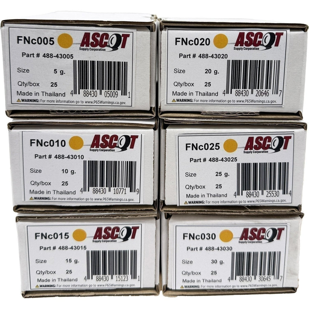 Ascot FN Style Coated Clip-On Wheel Weights 5gm-30gm Bundle of 6 Items