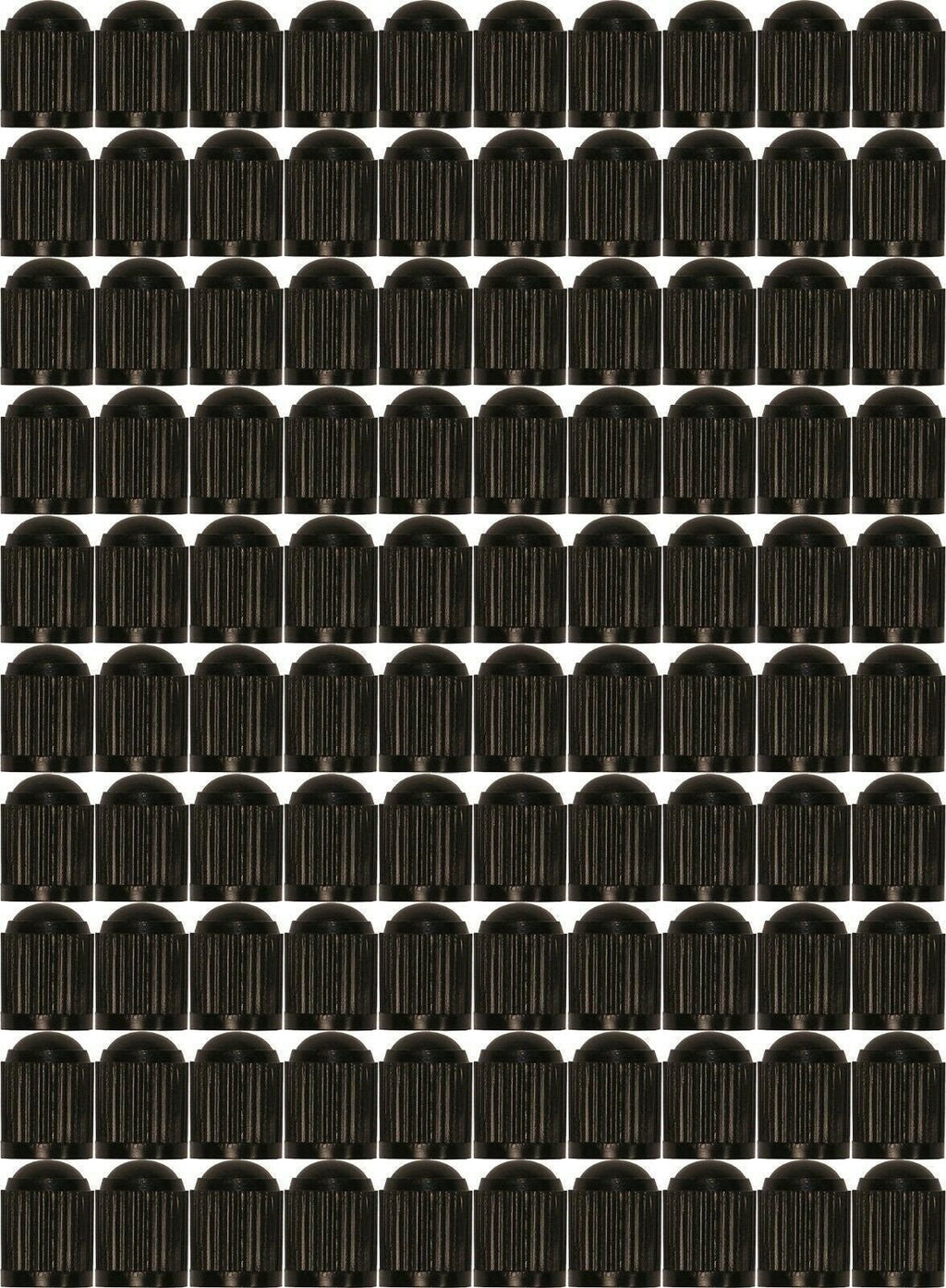 Black Plastic Dome Valve Stem Caps - Pack of 100
