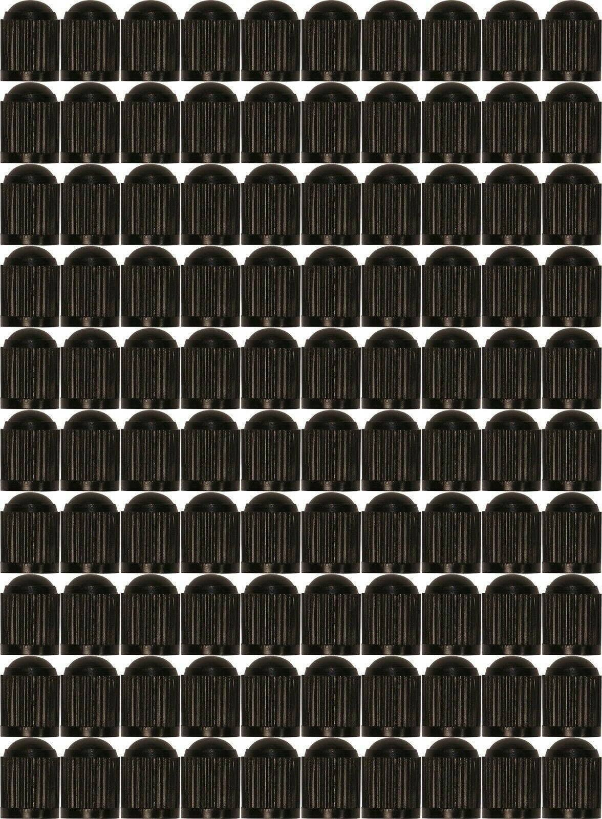 Black Plastic Dome Valve Stem Caps - Pack of 100