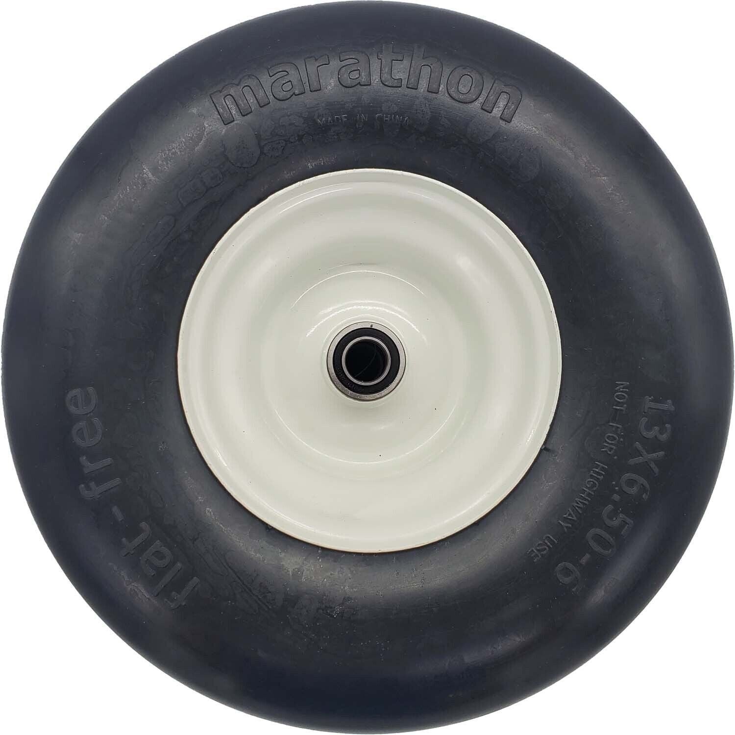 Marathon 30256 13x6.50-6 Flat Free Lawn & Garden Tire on Rim Smooth