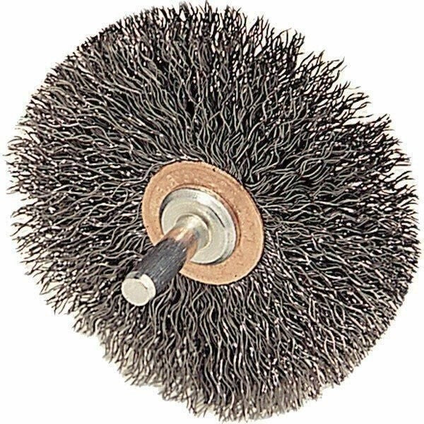 Weiler 17618 3" x 1/2" Stainless Steel Wire Brush .014 Conflex 1/4" Stem