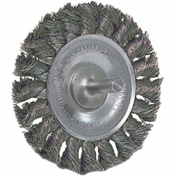 Weiler 17681 3-1/4" x 3/8" Knot Wire Wheel .014 Wire 1/4" Stem Tool