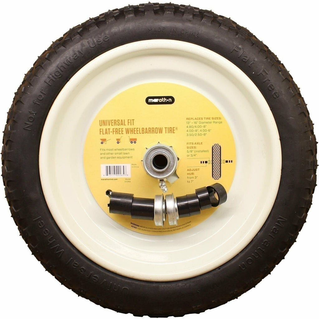Marathon 00265 Flat Free Wheelbarrow Tire 4.80/4.00-8 Pack of 2