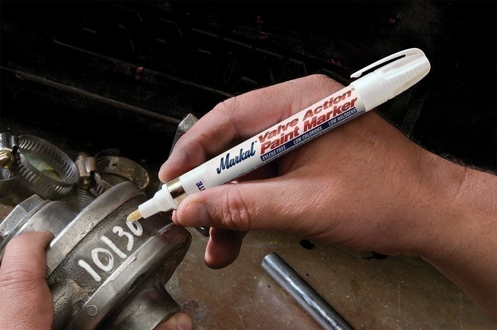 Markal Valve Action White Liquid Paint Markers 1/8" Bullet Tip Pack of 12