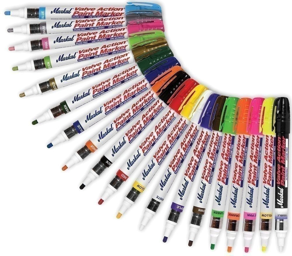 Markal Valve Action White Liquid Paint Markers 1/8" Bullet Tip Pack of 12