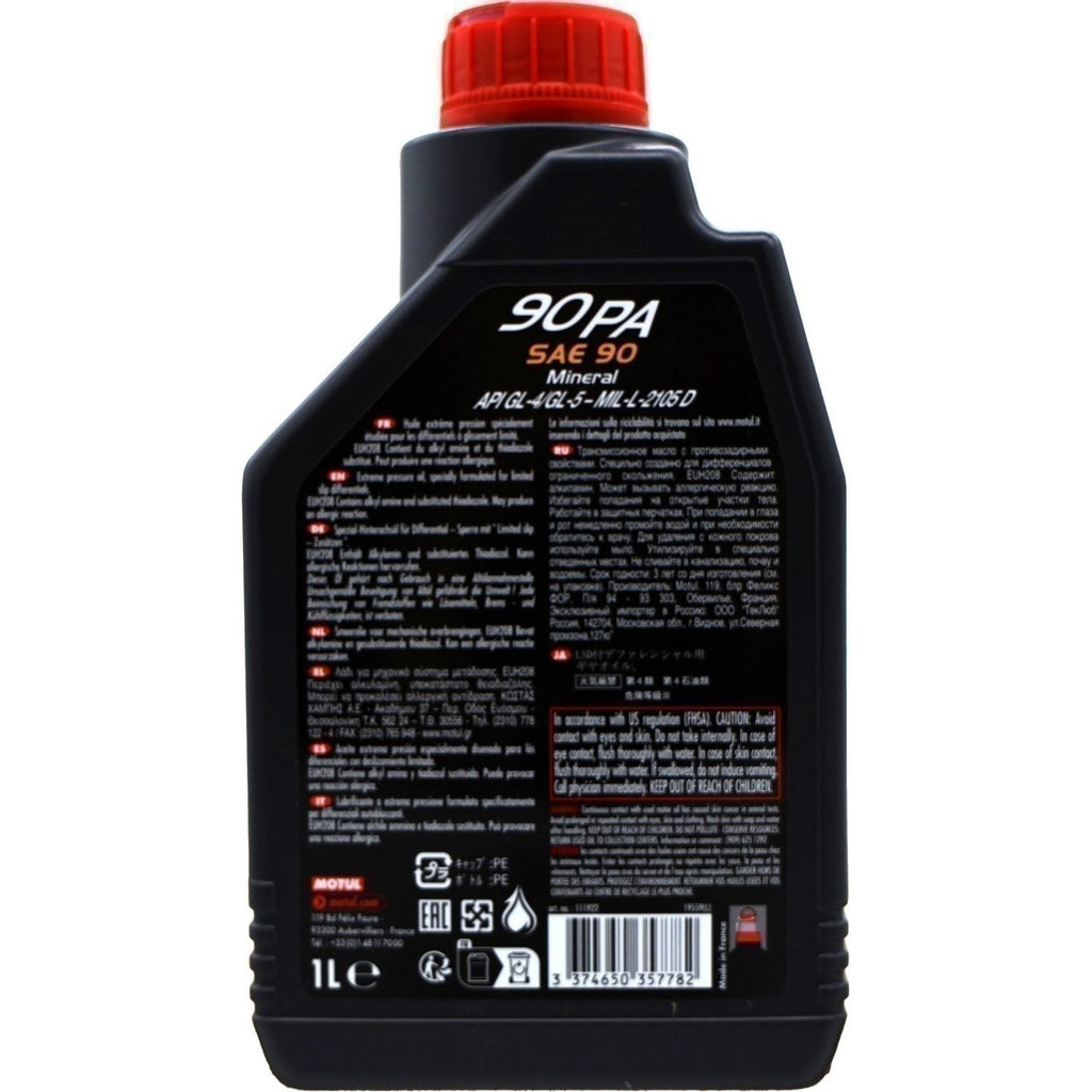 Motul 90 PA EP L-S SAE 90 Differential Oil 1L High Performance Gear Oil
