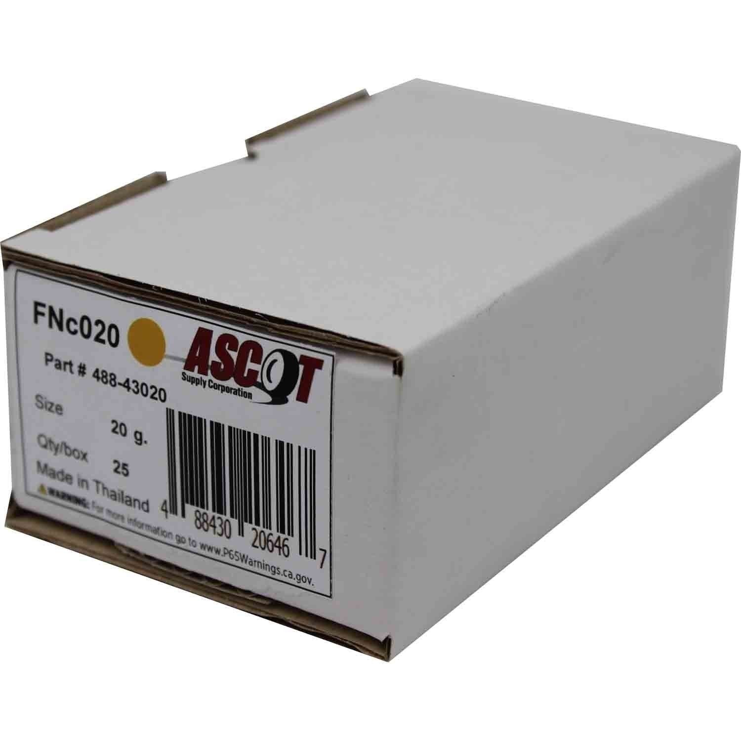 Ascot FN Coated Clip-On Wheel Weights 20gm (.75oz) Box of 25