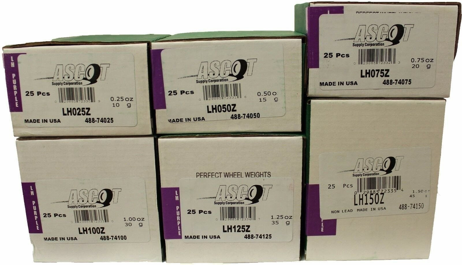 Perfect Equipment LH Coated Zinc Wheel Weights 0.25-1.50oz Bundle (6 Items)