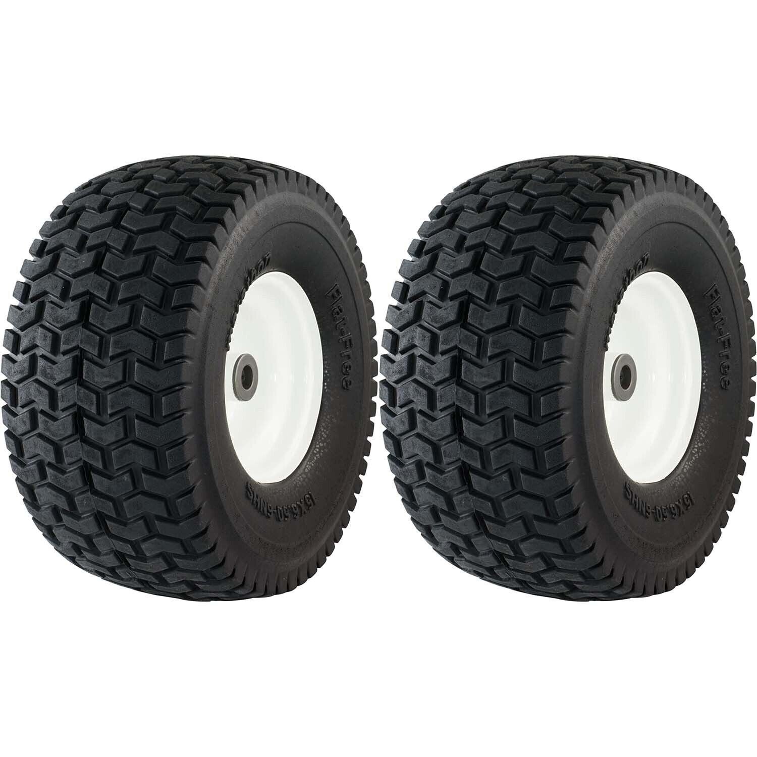 Marathon 30426 Flat Free Lawn & Garden Tire on Rim 15x6.50-6 Pack of 2