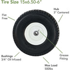 Marathon 30426 Flat Free Lawn & Garden Tire on Rim 15x6.50-6 Pack of 2
