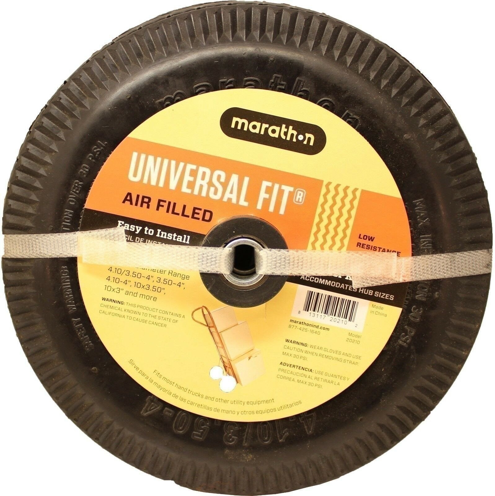 Marathon 20210 Pneumatic Utility Tire 4.10/3.50-4 Universal Fit Air Tire