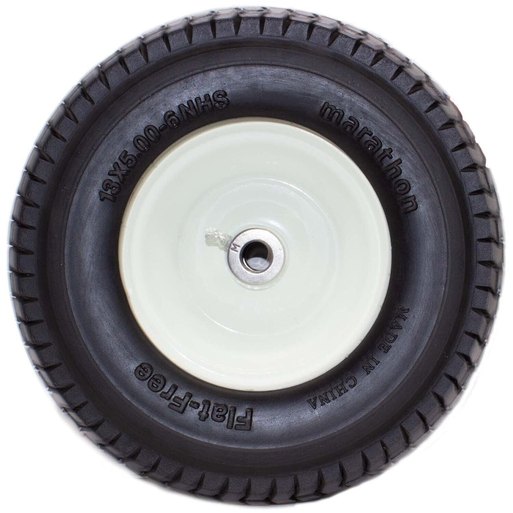 Marathon 30326 Flat Free Lawn Mower Tire 13x5.00-6 on Rim with Bushing