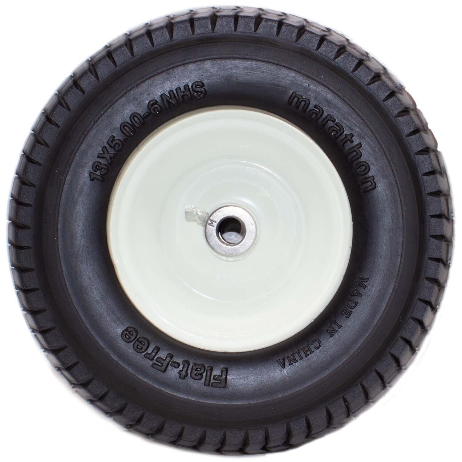 Marathon 30326 Flat Free Lawn Mower Tire 13x5.00-6 on Rim with Bushing