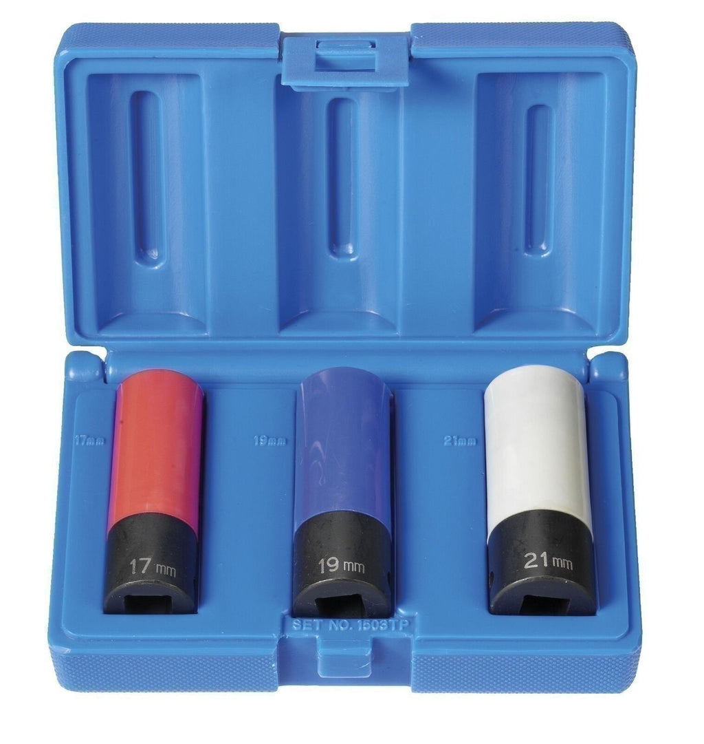 Grey Pneumatic 1503TP 3-Piece 1/2" Drive Metric Deep Impact Socket Set