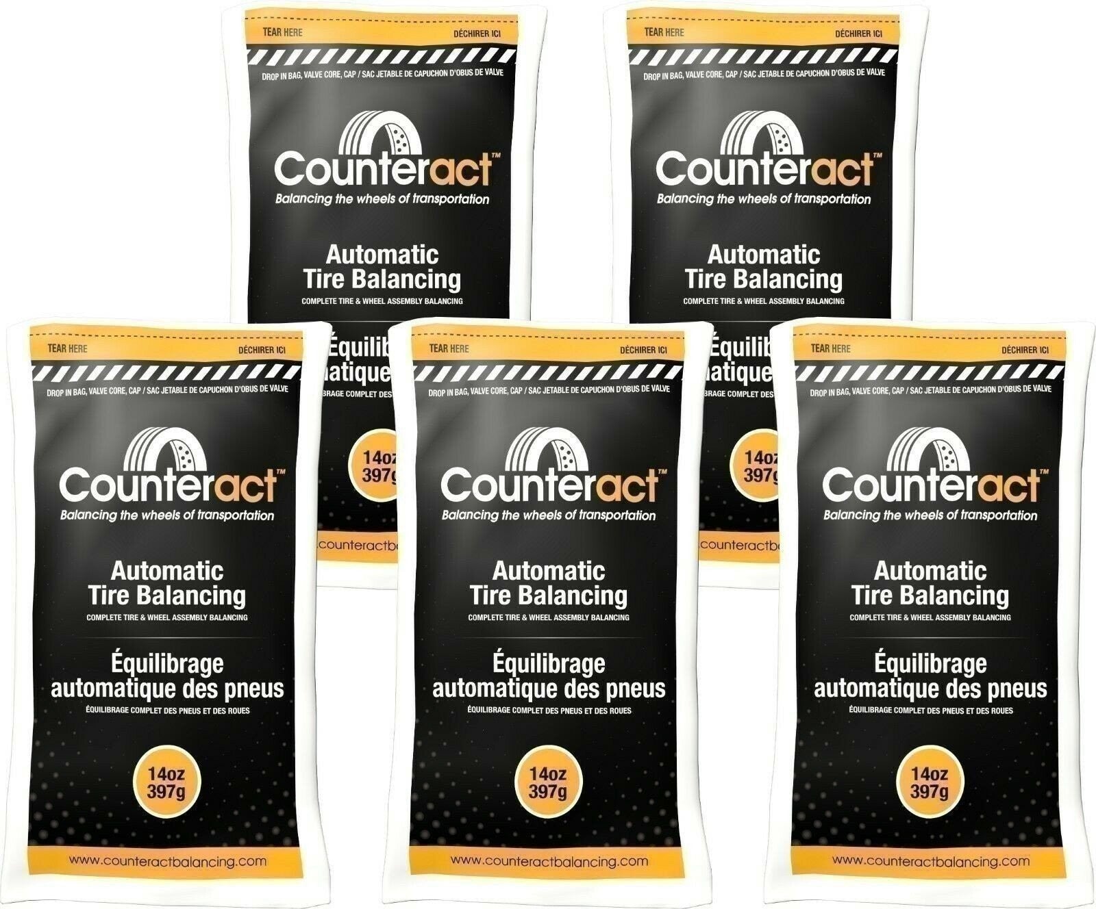 Counteract 140BNB Tire Balancing Beads 14oz - 5 Bags for Smooth Ride