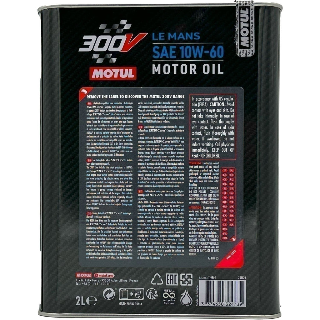 Motul 300V LeMans 10W60 Racing Motor Oil 2L High Performance Synthetic