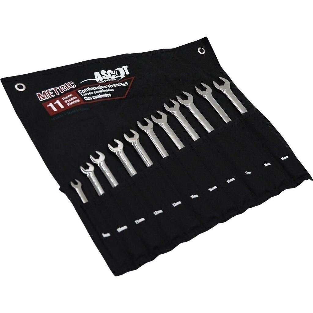 Ascot 15-Piece Metric Combination Wrench Set - Long Handle Tools