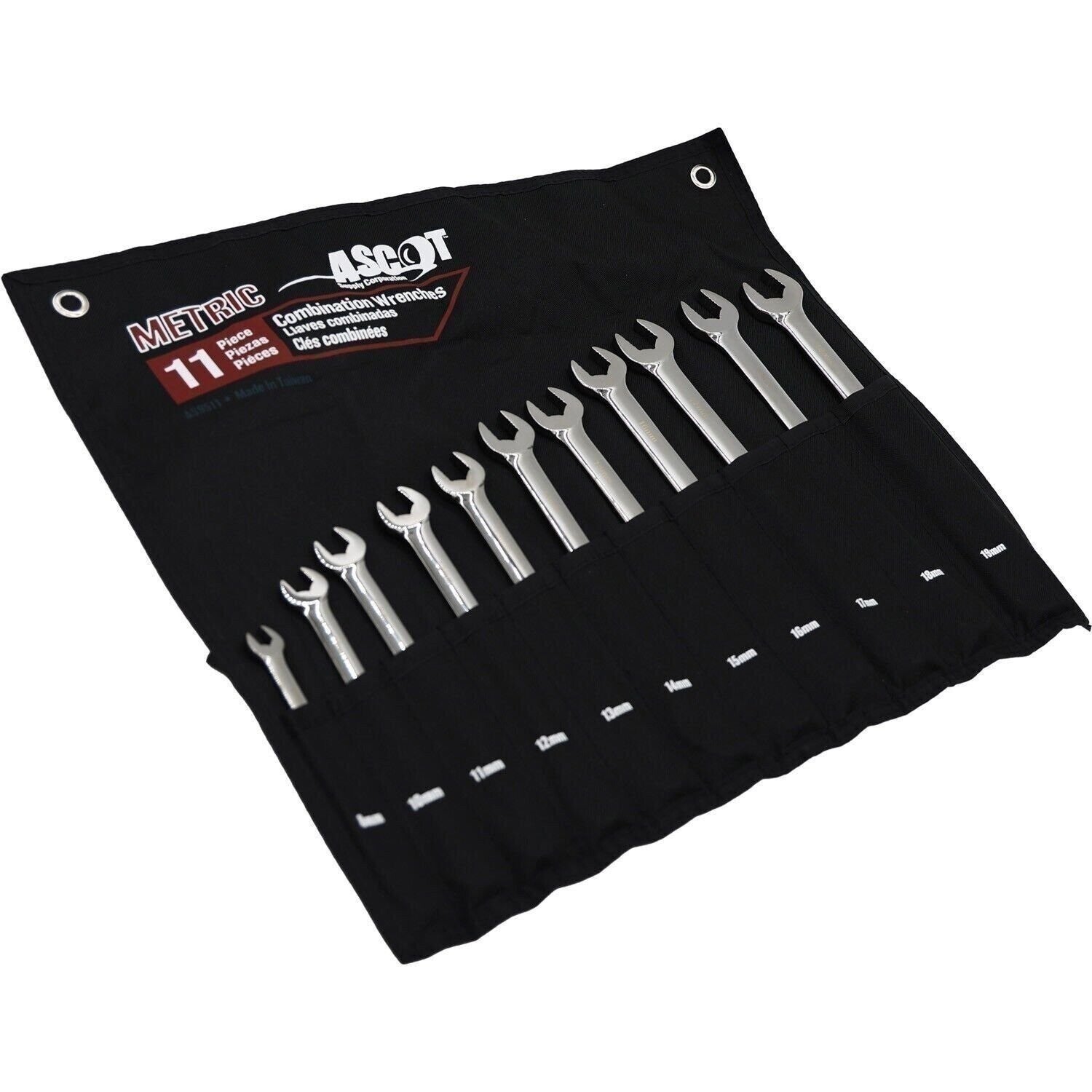 Ascot 15-Piece Metric Combination Wrench Set - Long Handle Tools