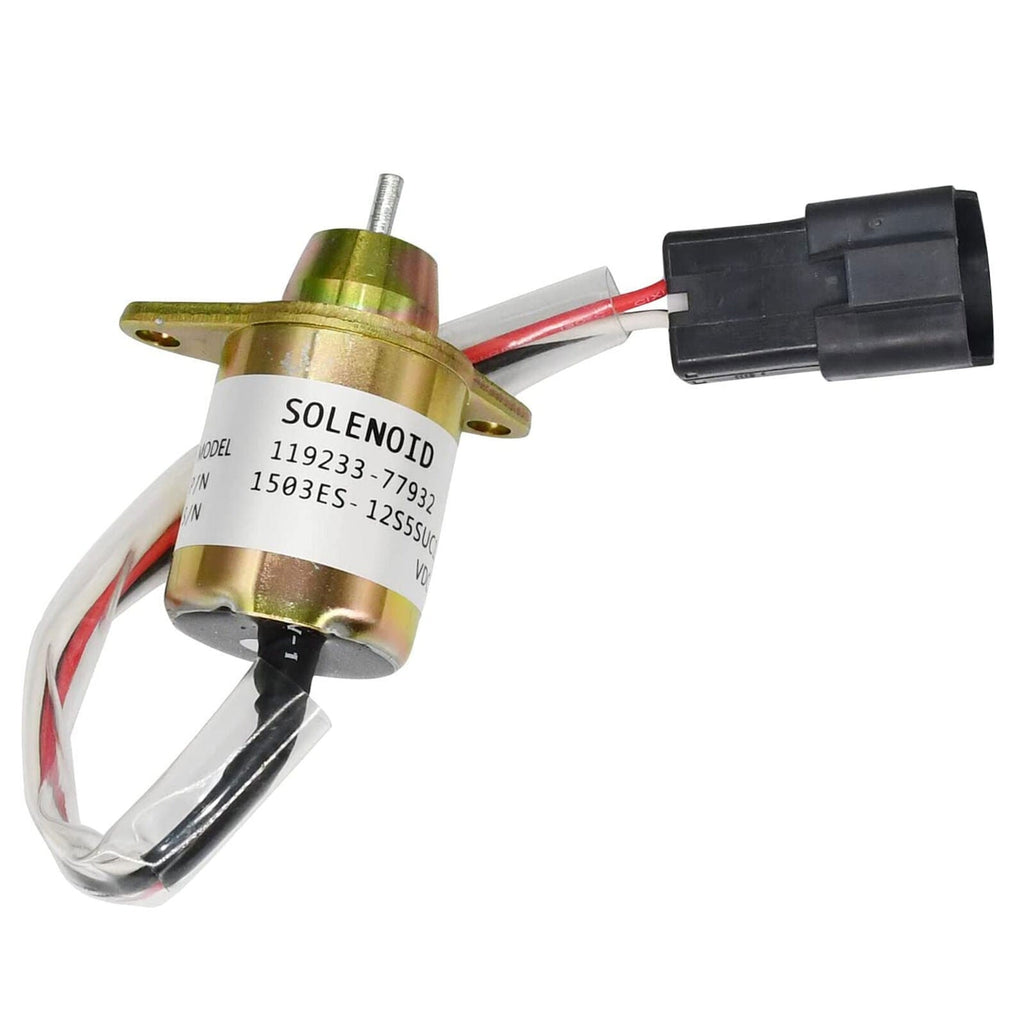 Yanmar 119233-77932 12V Shutoff Solenoid for TB235 3TNV88-BPTB2 Engine