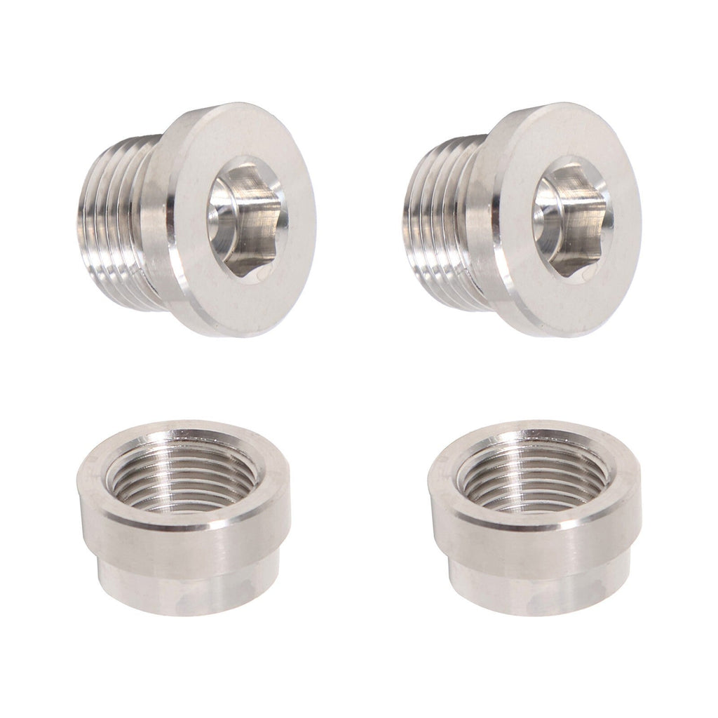 2 Pack Stainless Steel O2 Oxygen Sensor Bung & Hex Plug Kit M18 x 1.5