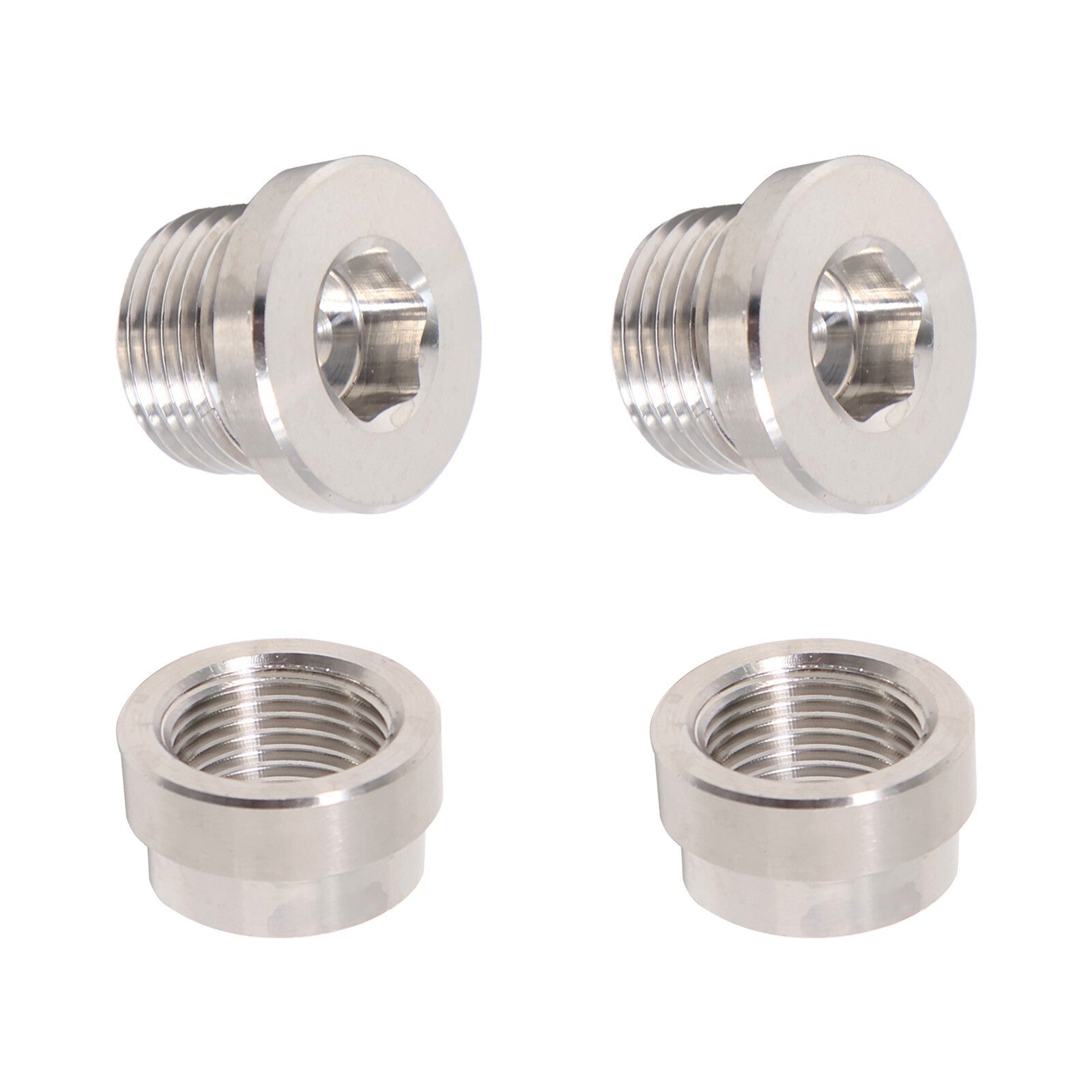 2 Pack Stainless Steel O2 Oxygen Sensor Bung & Hex Plug Kit M18 x 1.5
