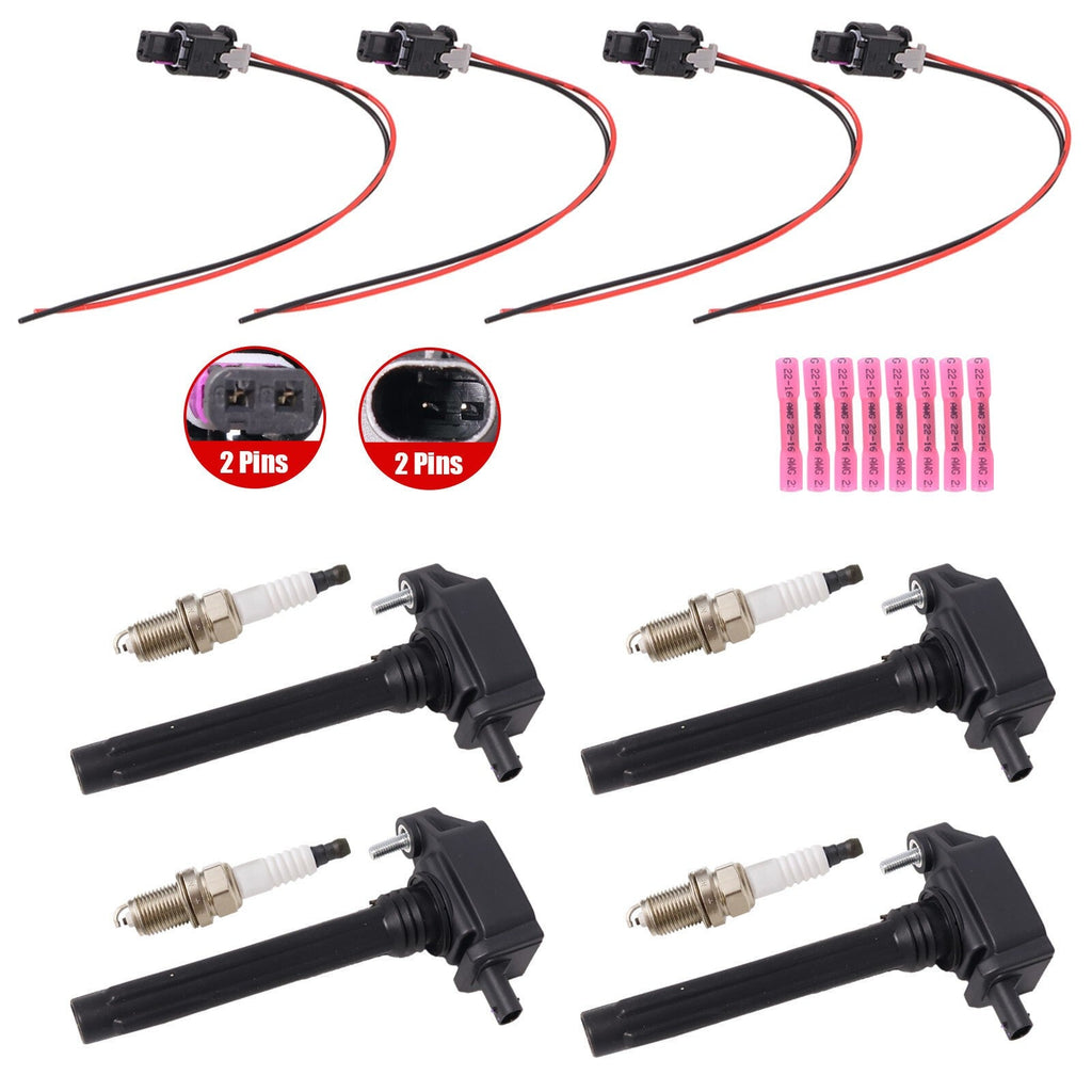Dodge Dart 2.0L 2013-16 Ignition Coil & Spark Plug Set w/ Connectors 4x New