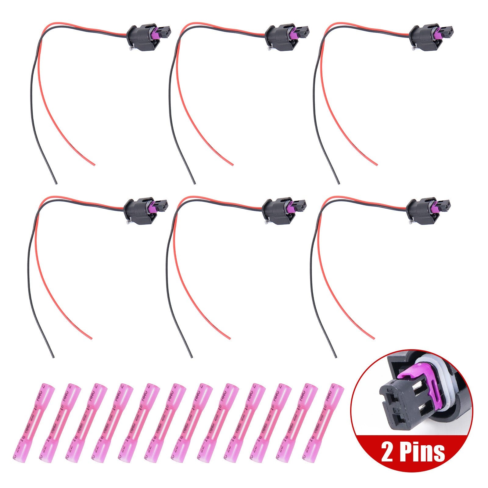 6x Fuel Injector Connectors for Chrysler Dodge Jeep Ram VW Subaru S2860