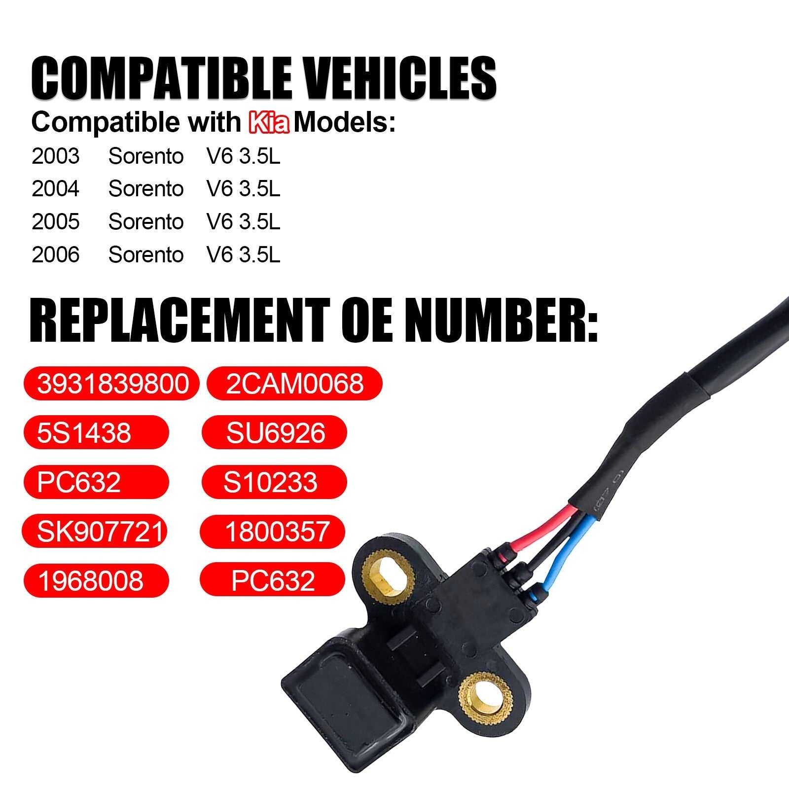 Engine Camshaft Position Sensor 3931839800 for 2001-2005 KIA Sorento 3.5L