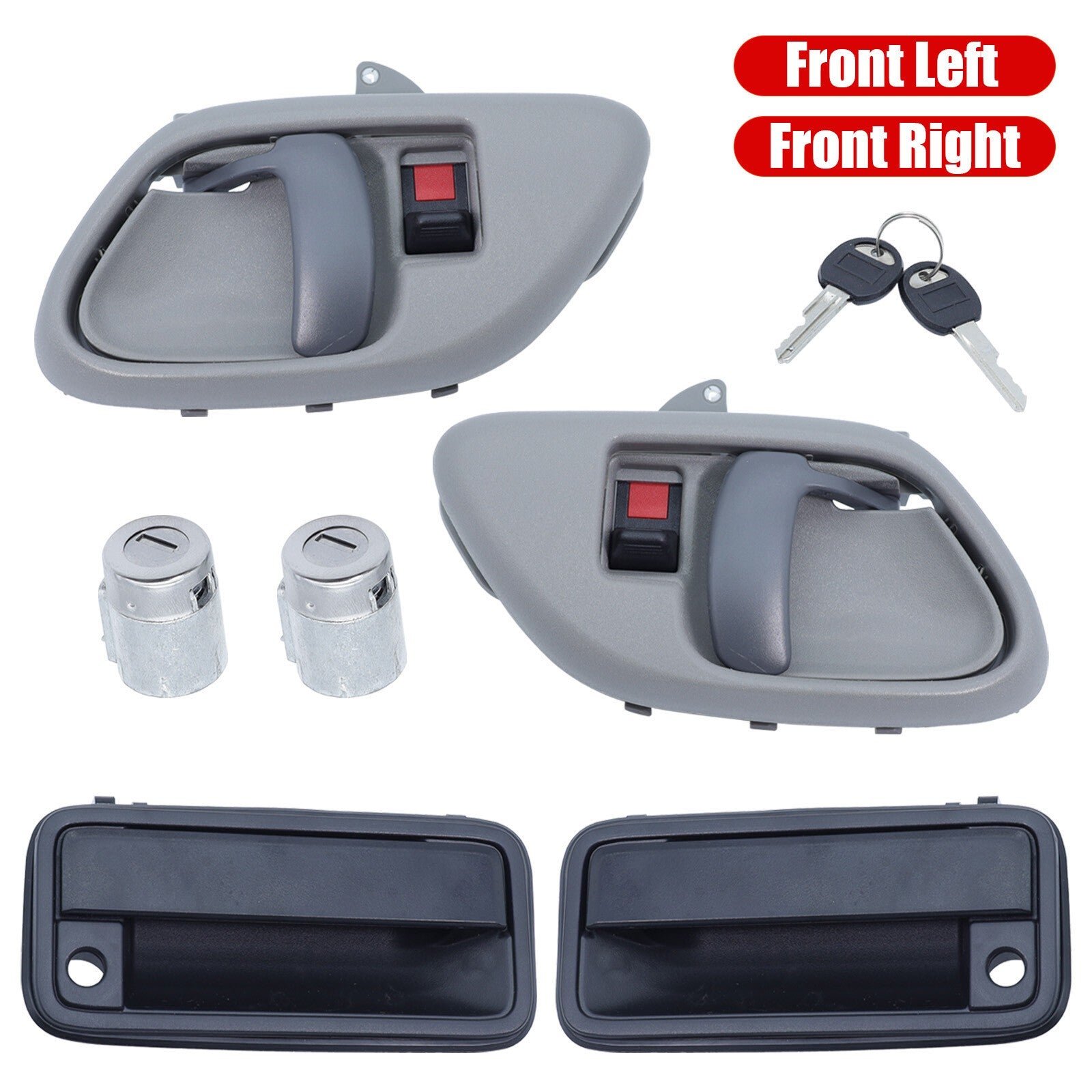 Front Door Handle w/ Lock Cylinder Kit for 95-00 Chevy GMC C/K1500 2500 3500
