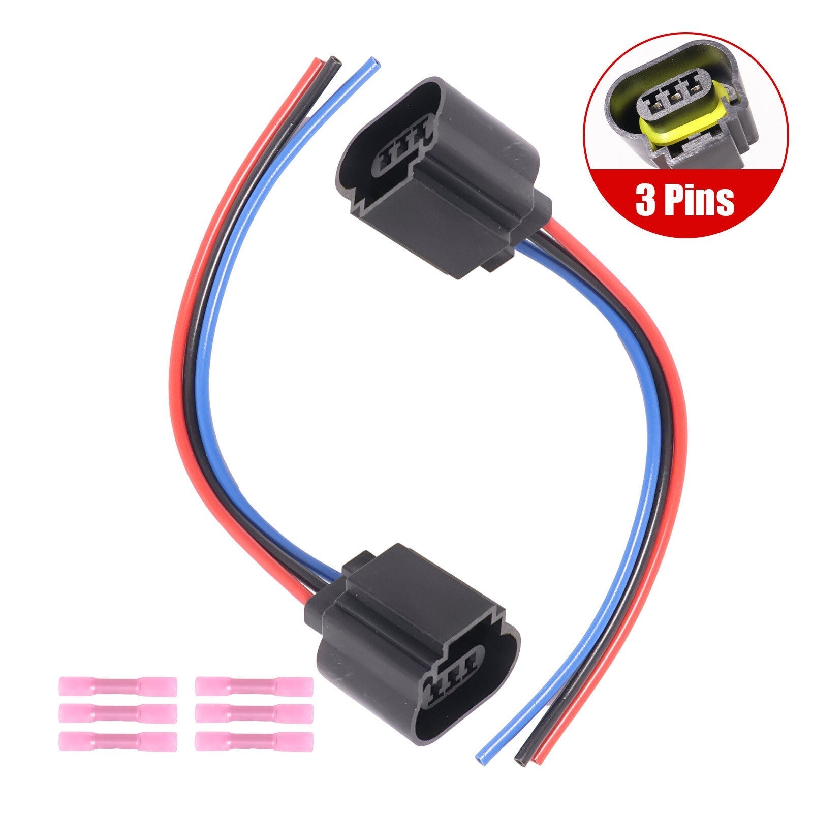 2PCS H13/9008 Headlight Socket Pigtail Adapter Fits Most Bulbs NEW