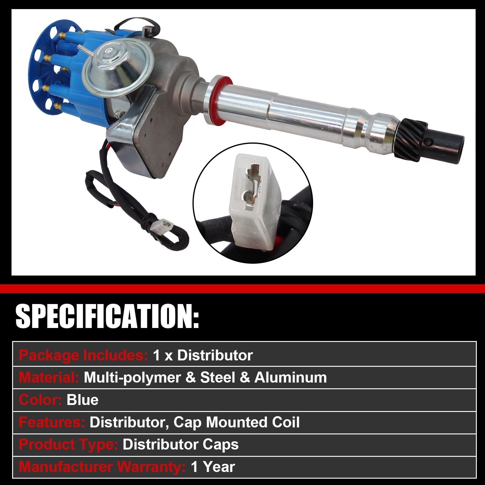 Ignition Distributor with Cap & Rotor for Chevy SBC BBC 283 305 327 350 454 V8