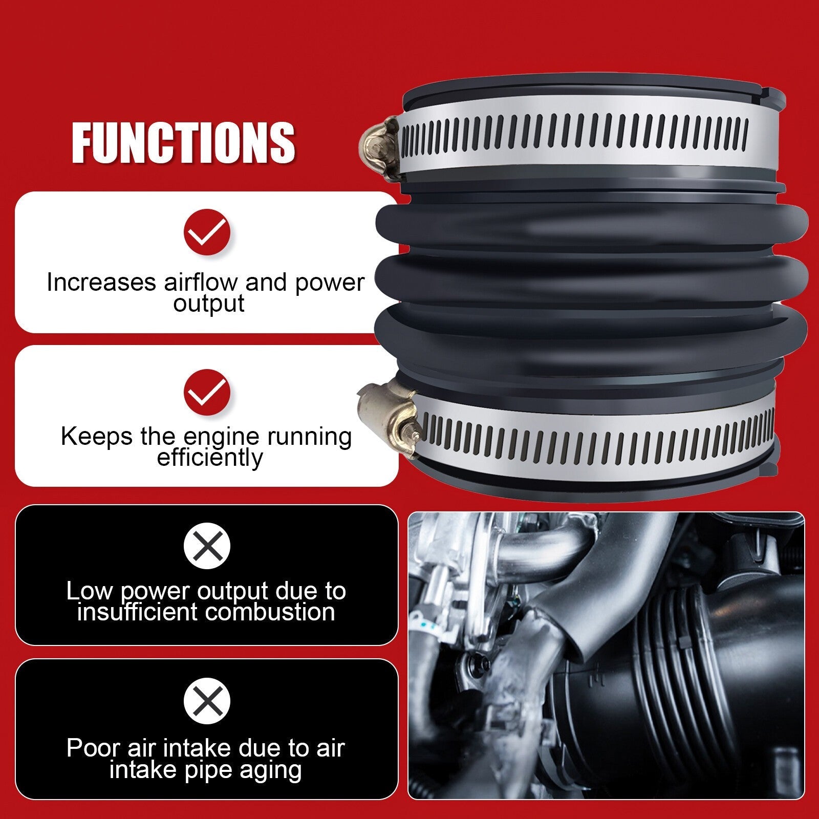 Air Intake Hose with Clamp Resonator 1788120130 for Toyota Camry Lexus ES300 02-