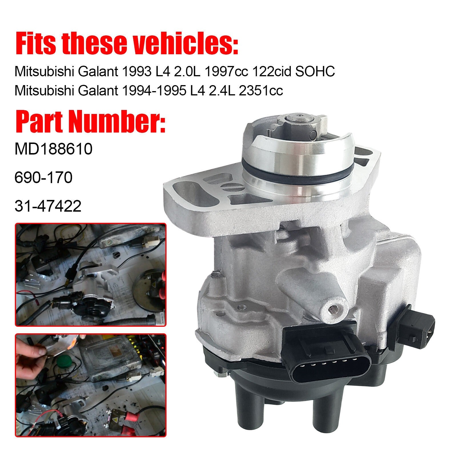 Ignition Distributor for Mitsubishi Mirage Expo LRV 92-95 1.8L MD180936