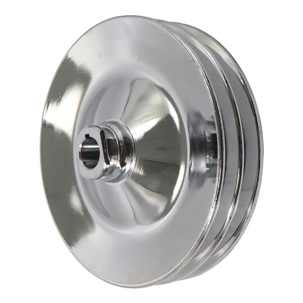 Chrome Power Steering Pump Pulley Double Groove Saginaw GM Chevy Belt