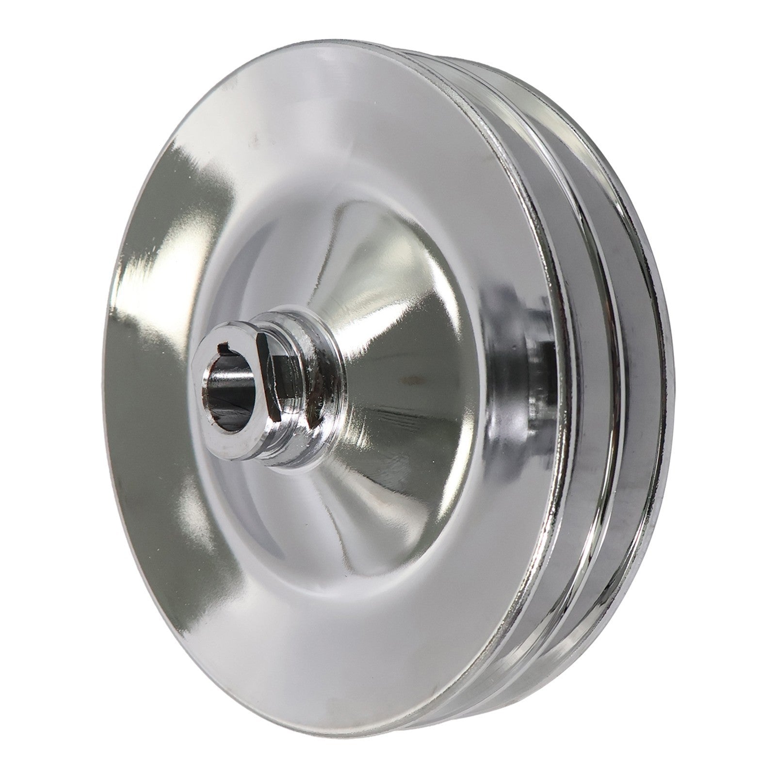 Chrome Power Steering Pump Pulley Double Groove Saginaw GM Chevy Belt