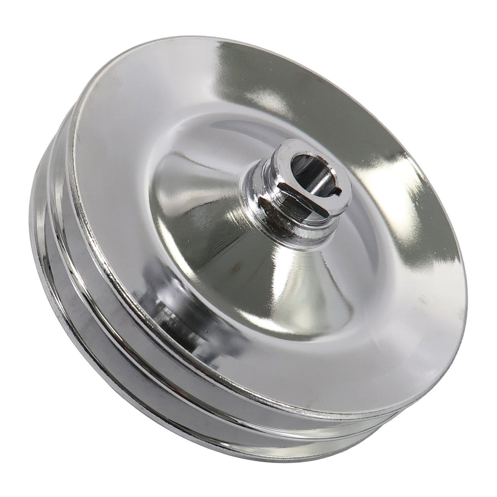 Chrome Power Steering Pump Pulley Double Groove Saginaw GM Chevy Belt