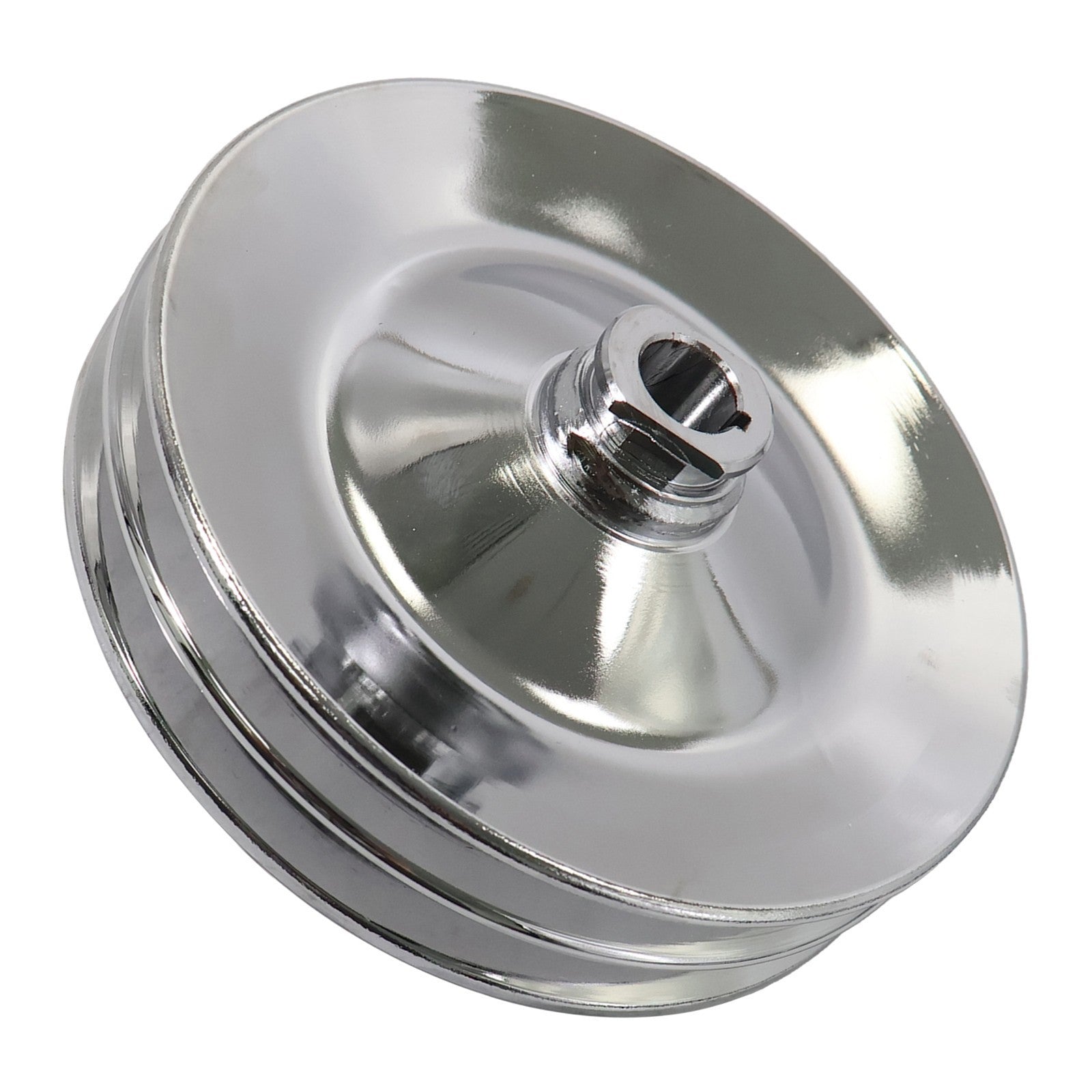Chrome Power Steering Pump Pulley Double Groove Saginaw GM Chevy Belt