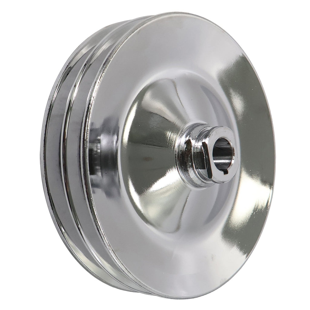 Chrome Power Steering Pump Pulley Double Groove Saginaw GM Chevy Belt